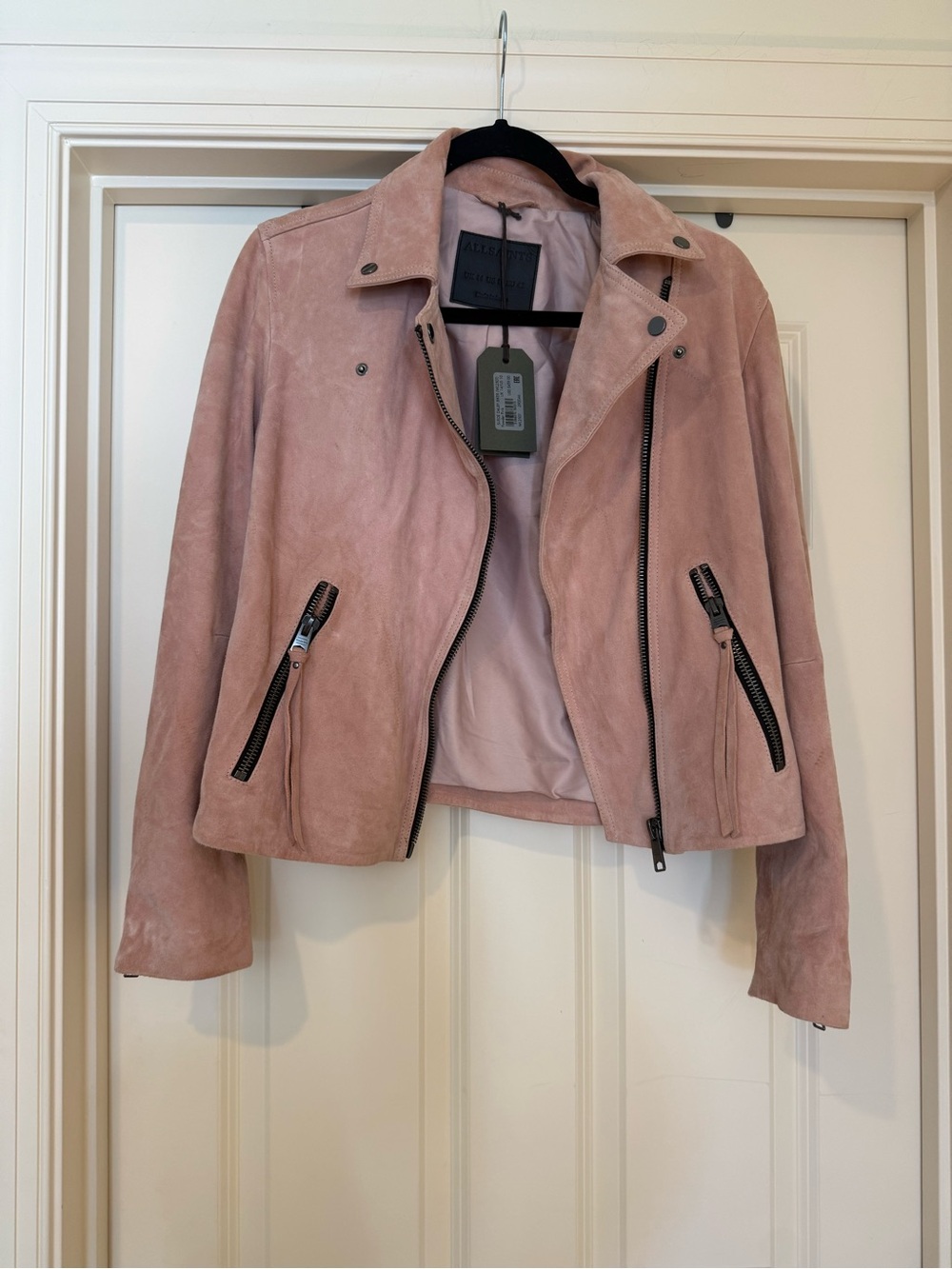 All Saints Leather Jacket in Dusty Pink